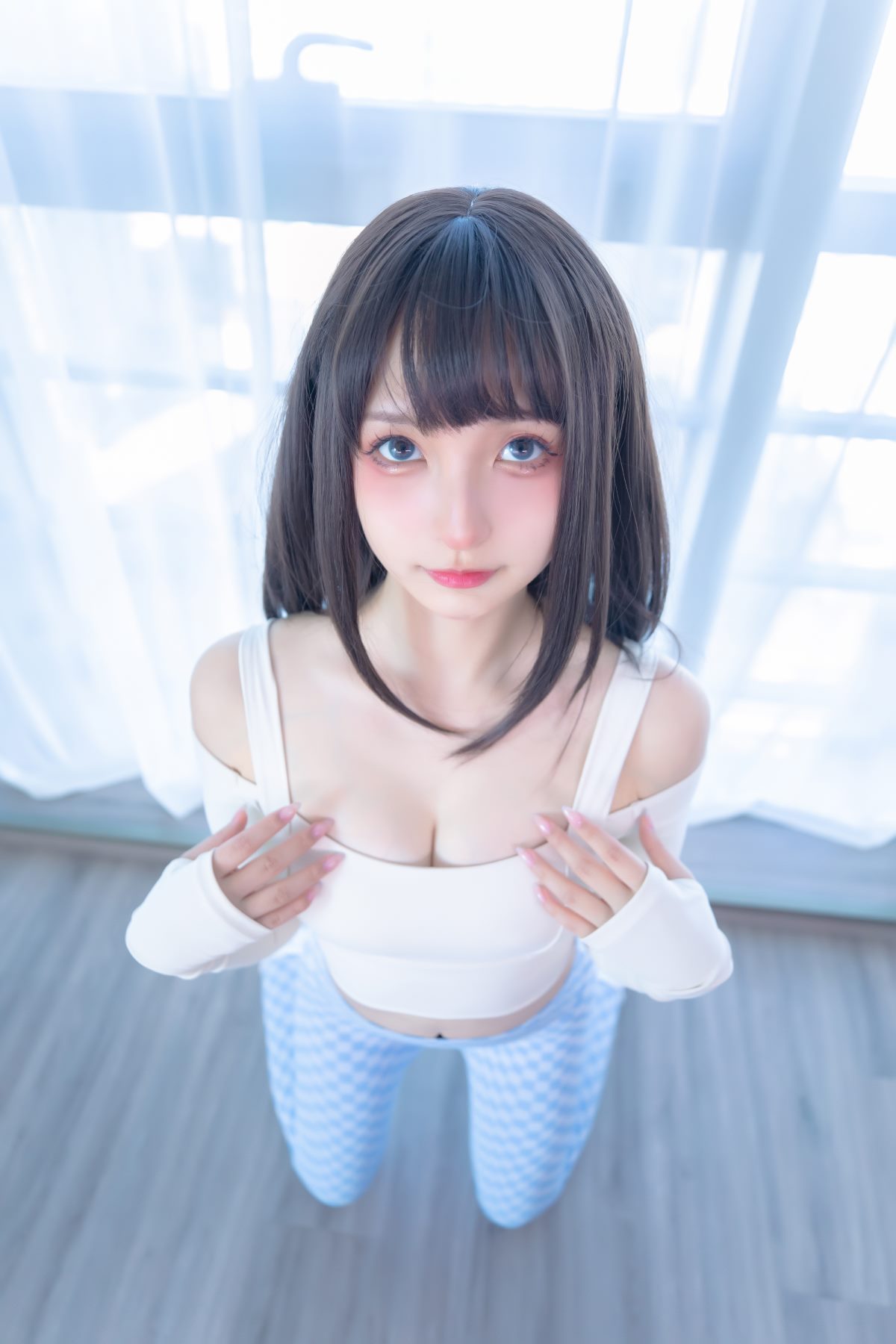 Coser@神楽坂真冬 Vol 083 蓝白格 0017 1851774813.jpg