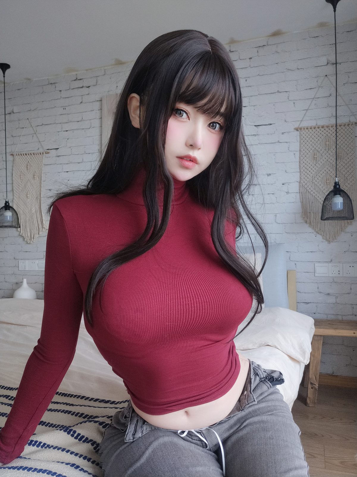 Coser@女主K 红色毛衣的丰满妹妹 0103 8789508258.jpg