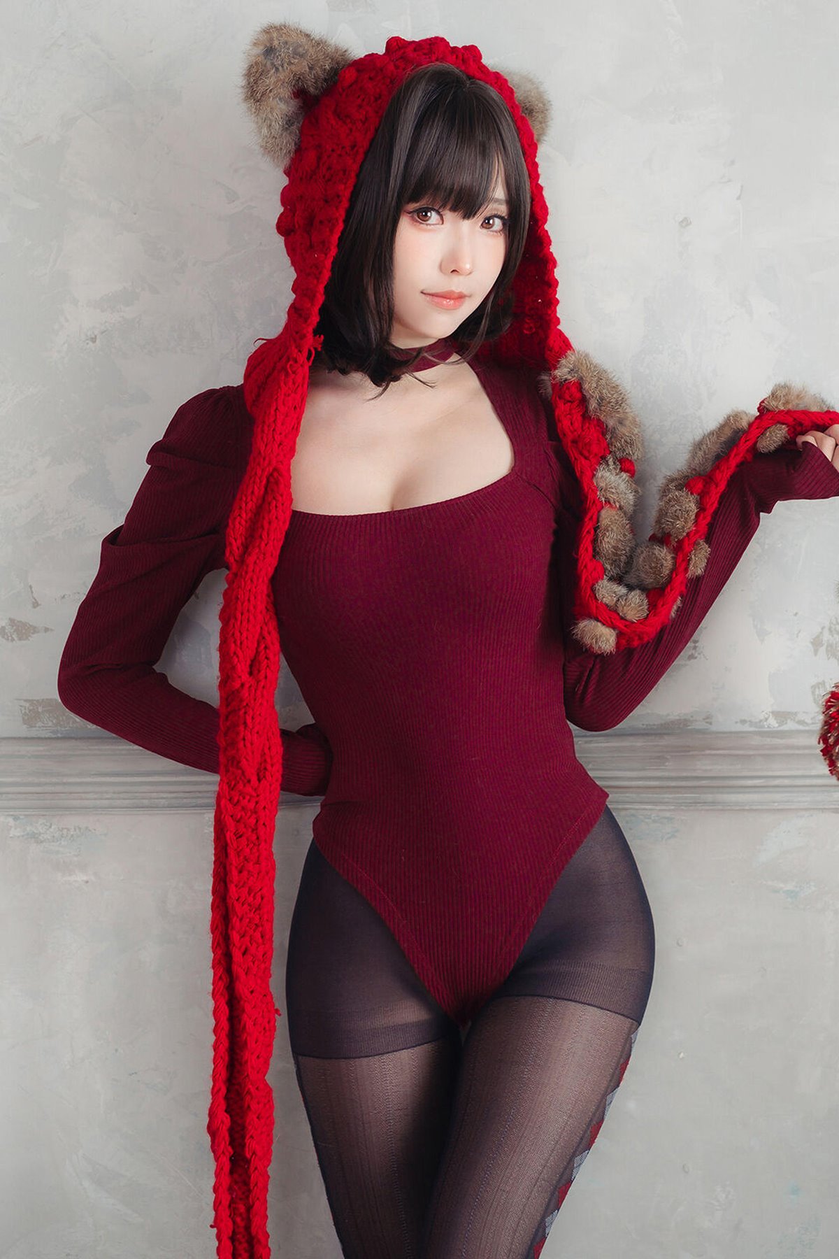 Coser@Ely_eee ElyEE子 – 红色 KNITTING